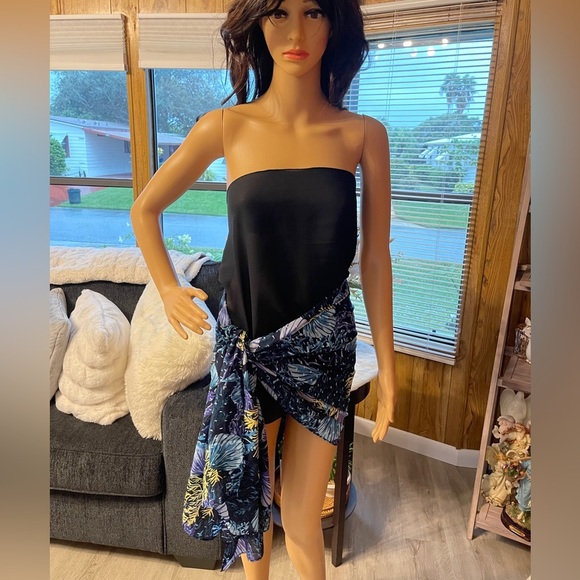 J JASÓN WU Printed Clíp Dot Scarf In Marine Blue - Picture 10 of 12